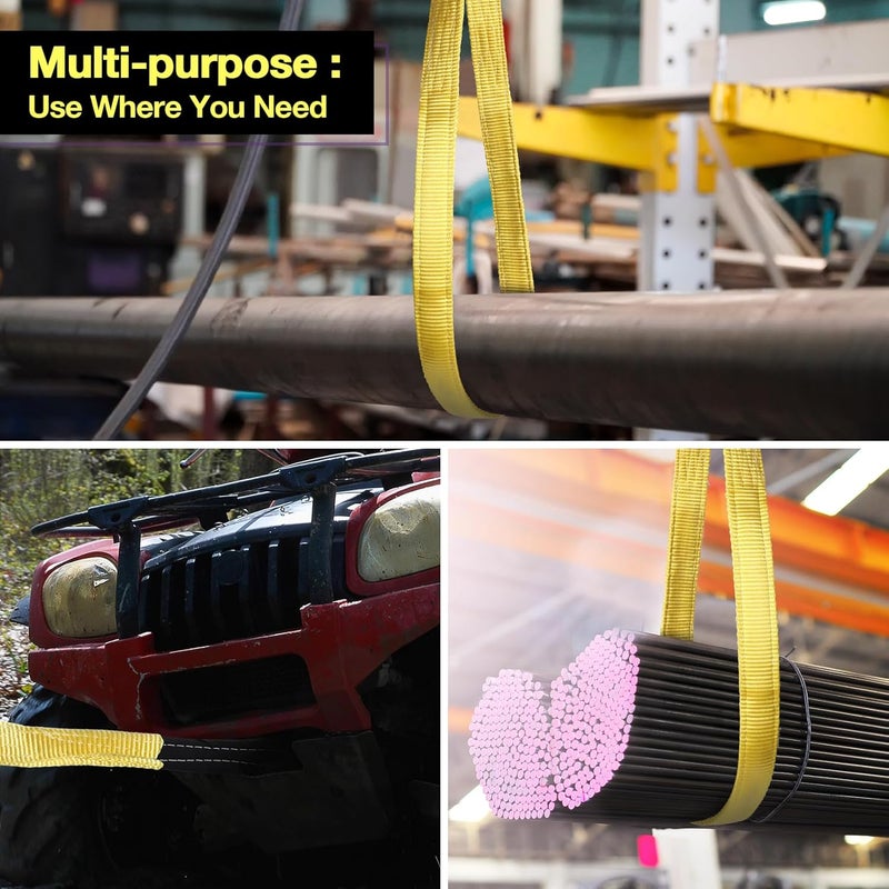 sumpluct Lift Sling Straps,2"x 20' Flat Eye 2-Ply Lifting Sling Straps, Heavy Duty Polyester Lifting Straps for Industrial Shop Use Hoist Tree Rigging Moving Towing 6500 lbs Vertical, 5200 Choker, 13000 Basket - Image 5